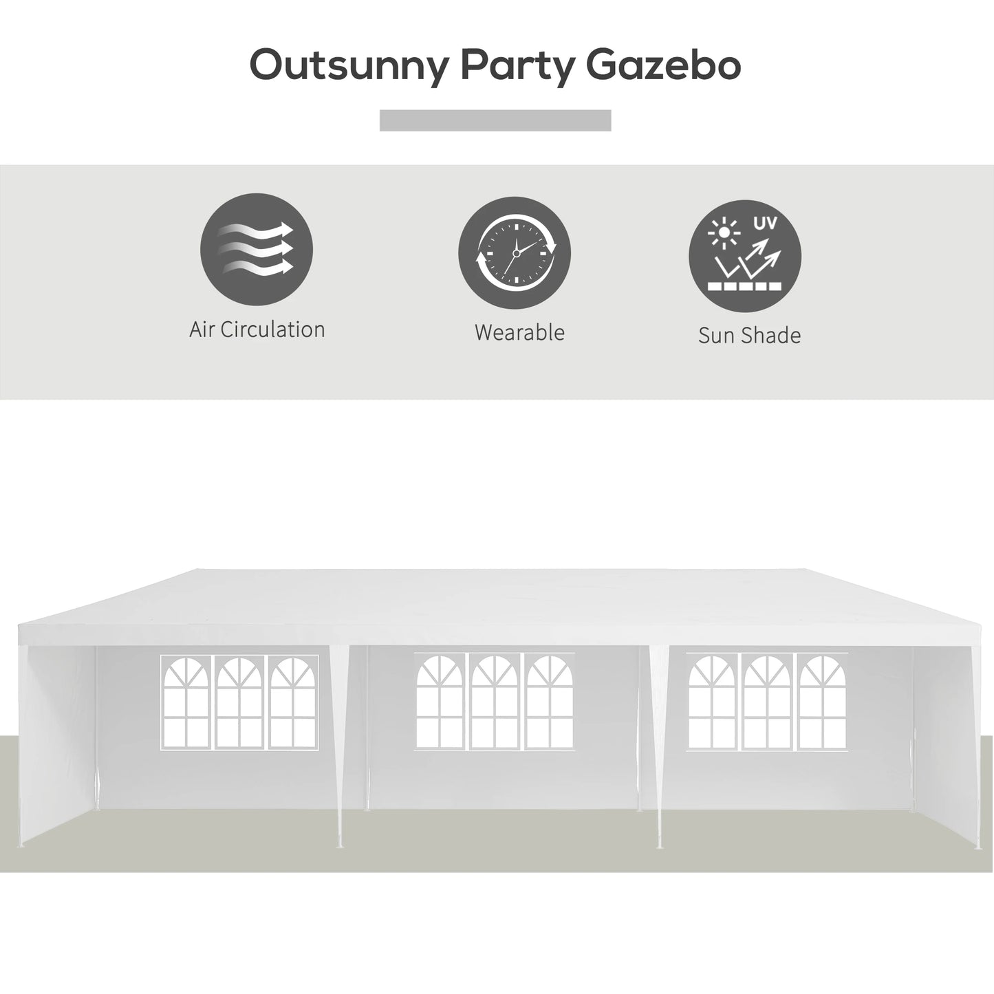 10' x 29' Party Tent, Canopy with Sidewalls, Transparent Windows, White Canopy Tents at Gallery Canada