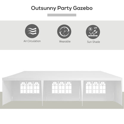 10' x 29' Party Tent, Canopy with Sidewalls, Transparent Windows, White Canopy Tents at Gallery Canada