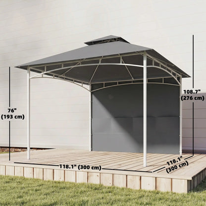 10' x 10' Dark Grey Patio Gazebo, Double Roof Canopy Shelter With Storage, Dark Grey Gazebos at Gallery Canada