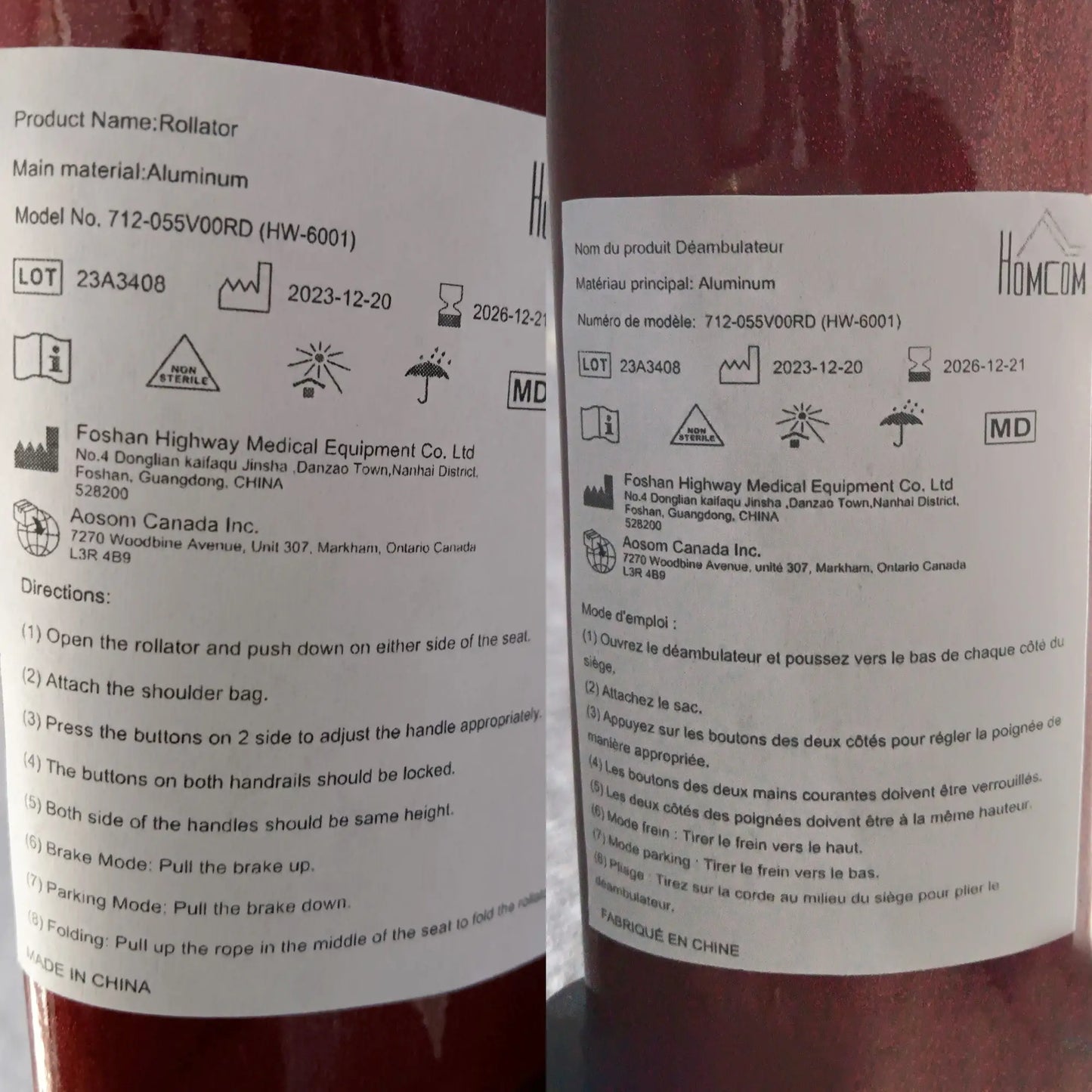 Senior Rollator with Seat, Back, Cane Holder, Adjustable Handle, Red Knee Walker & Wheelchair Ramps at Gallery Canada