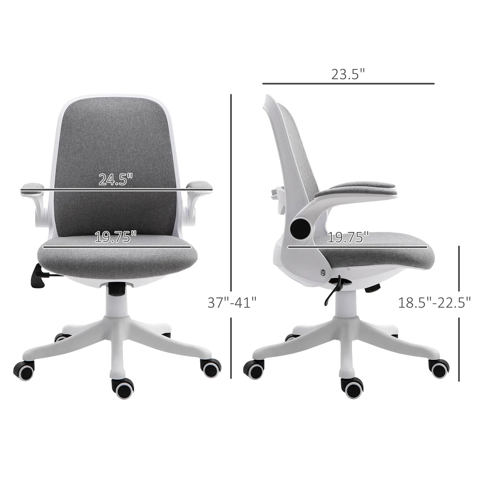 360° Swivel Office Chair, Adjustable Height, Flip-Up Arms, Grey Task Chairs at Gallery Canada