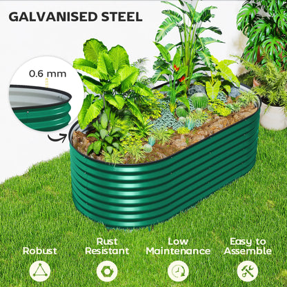 Galvanized Raised Garden Bed, 5 x 2.5 x 2 ft, Oval Planter Box, Dark Green