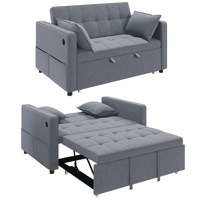 3-In-1 Convertible Sofa Bed, Pull Out Sleeper, Adjustable Backrest, Dark Grey 2-Seater Sofas at Gallery Canada