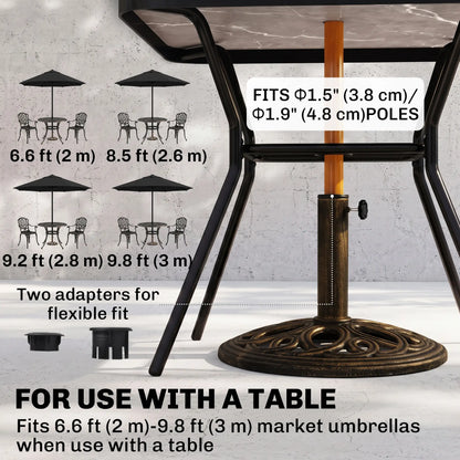 Round Cast Iron Umbrella Base Stand, Outdoor, Fit Dia. 1.5", 2" Pole, Bronze Umbrella Bases at Gallery Canada