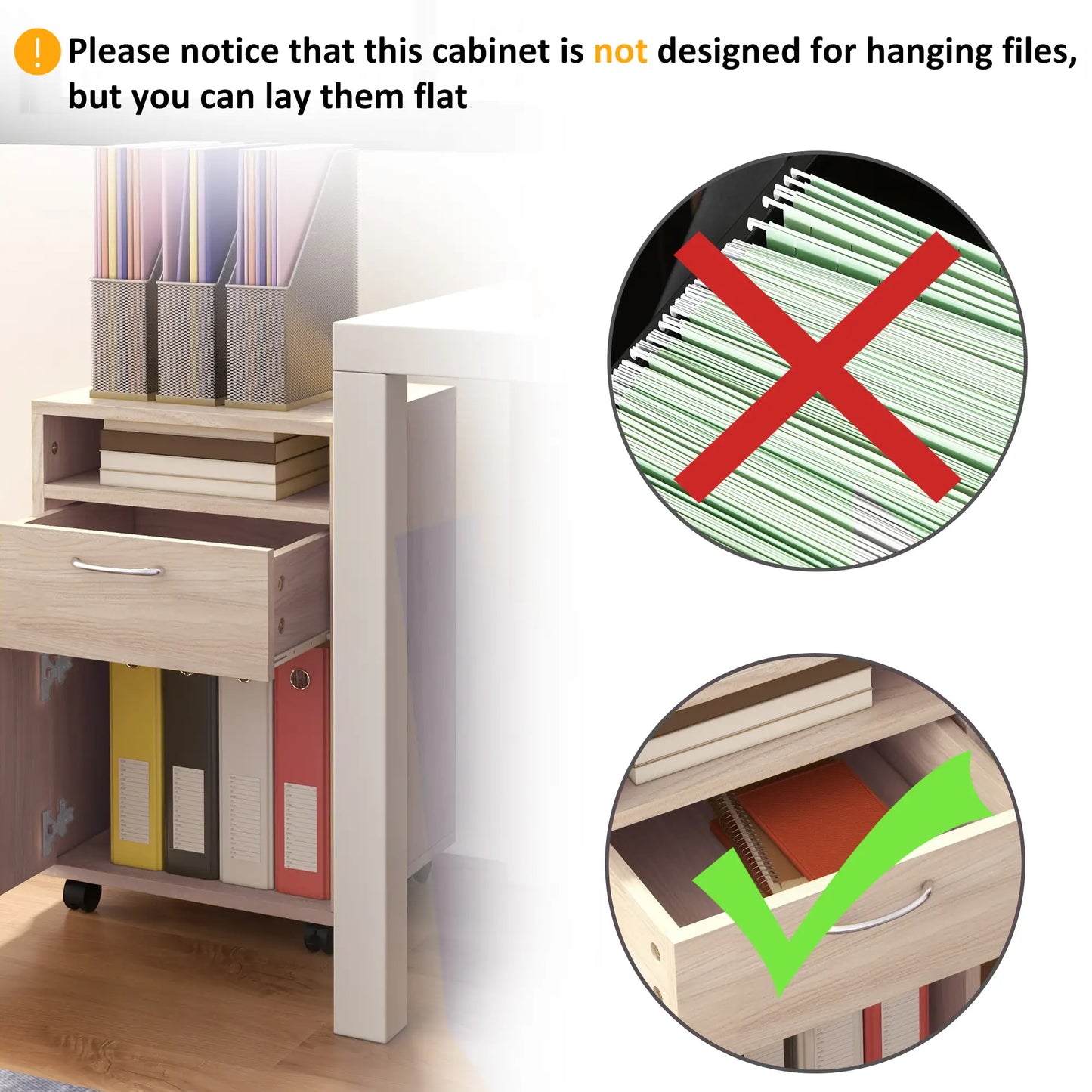 24" Small Filing Cabinet, Open Compartment, Drawer, Wheels, Oak Office Cabinets & Cupboards at Gallery Canada