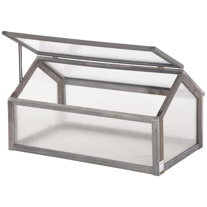 Portable Wooden Cold Frame Greenhouse, 35.5" x 20.5" x 19.5", Grey Raised Garden Beds at Gallery Canada