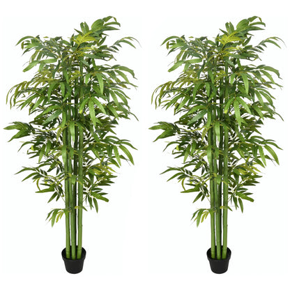Set of 2 6 FT Artificial Bamboo Trees in Pot, Home Office Decor, Green Artificial Trees Green at Gallery Canada
