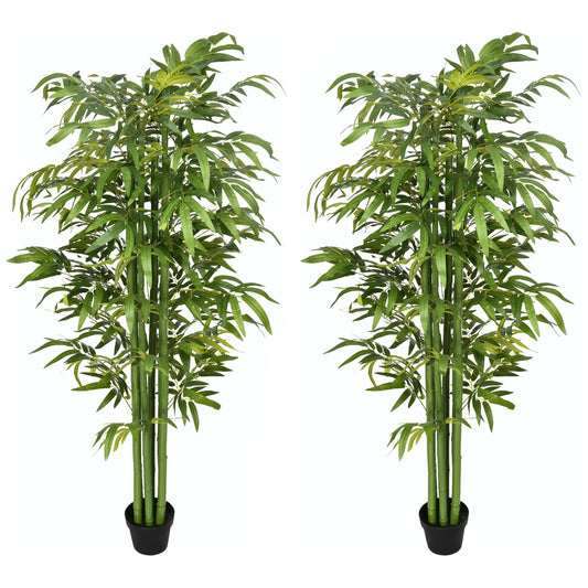 Set of 2 6 FT Artificial Bamboo Trees in Pot, Home Office Decor, Green Artificial Trees Green at Gallery Canada