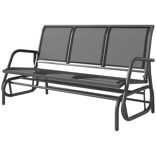 3-Seat Outdoor Glider Chair, Steel Frame, Sling Fabric, Black Outdoor Gliders Black at Gallery Canada