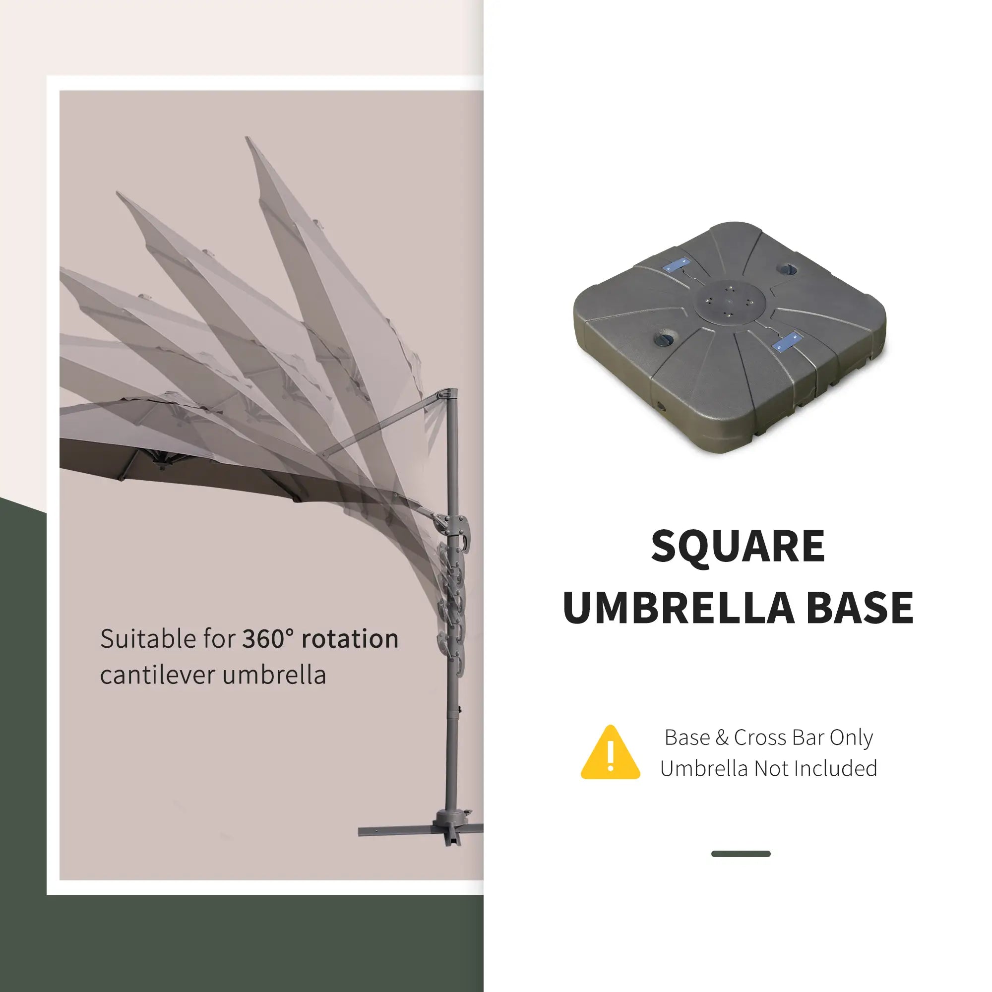 Square Cantilever Umbrella Base, Water or Sand Filled, Wheels, Heavy-Duty Stand Umbrella Bases at Gallery Canada
