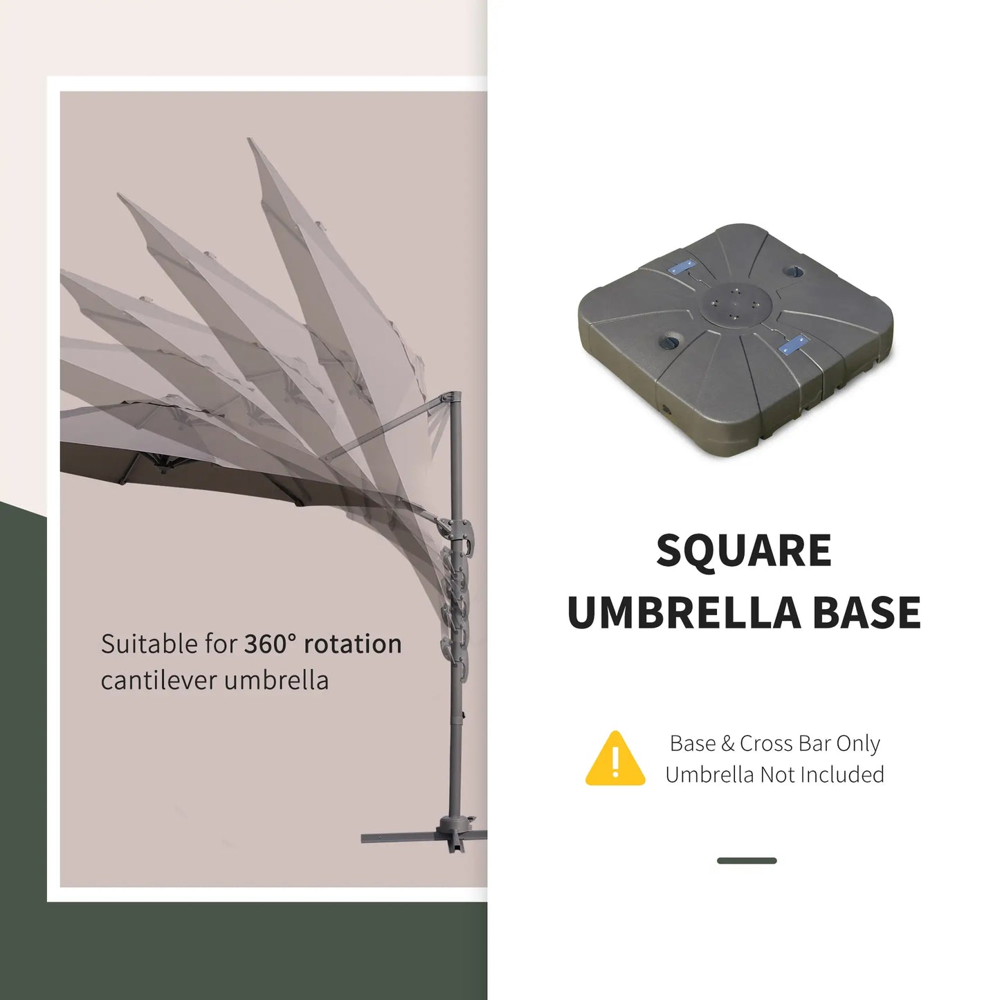 Square Cantilever Umbrella Base, Water or Sand Filled, Wheels, Heavy-Duty Stand Umbrella Bases at Gallery Canada