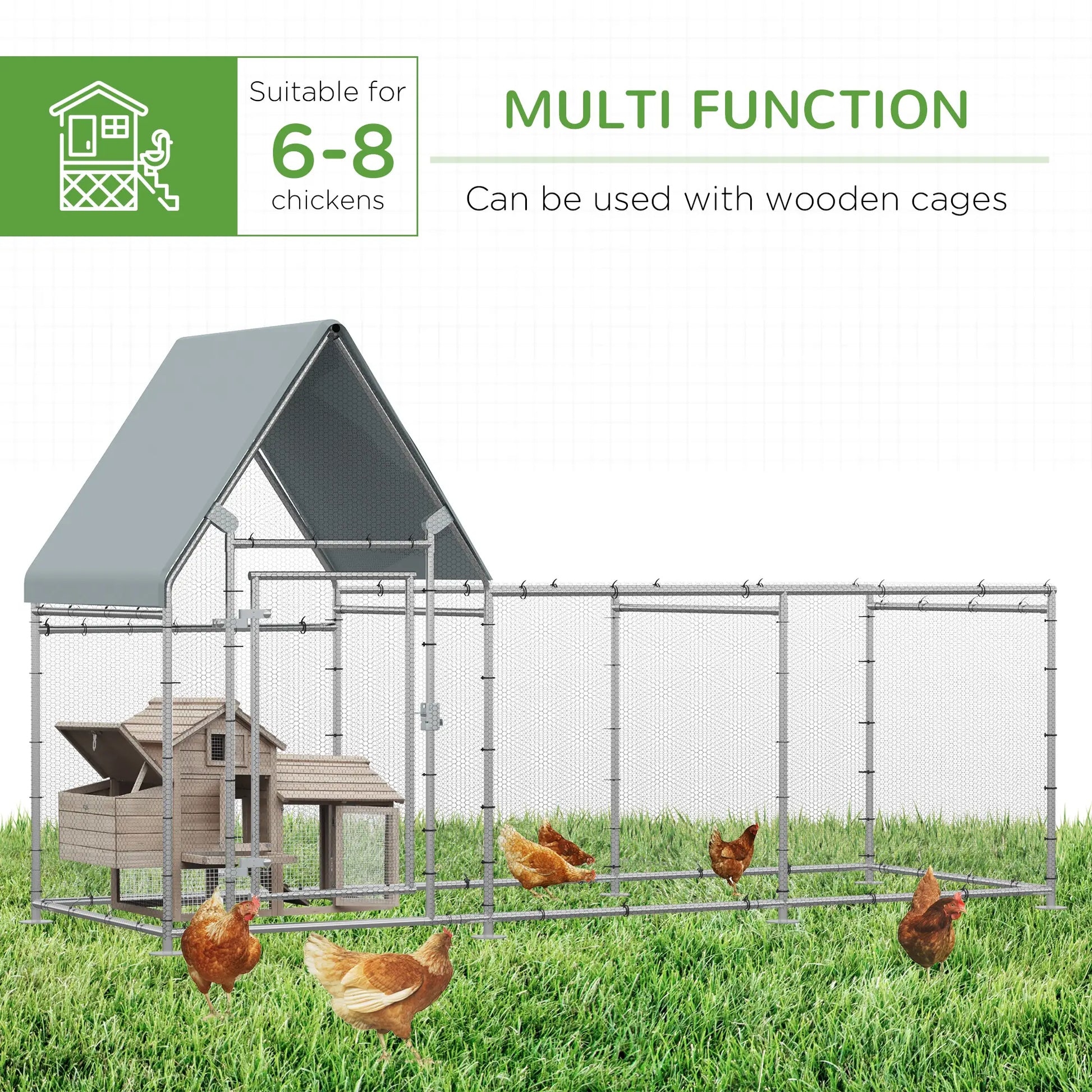 Large Galvanized Chicken Coop, Rabbit Hutch, Water-Resist Cover, 119" x 42" x 68" Chicken Coops at Gallery Canada