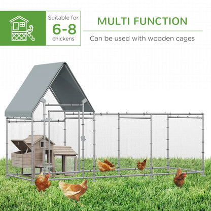 Large Galvanized Chicken Coop, Rabbit Hutch, Water-Resist Cover, 119" x 42" x 68" Chicken Coops at Gallery Canada