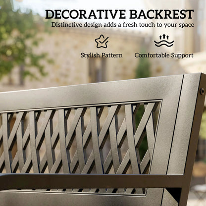 Outdoor Bench With Floral Backrest, 2 Seater Garden Bench With Armrests, Black Outdoor Benches at Gallery Canada