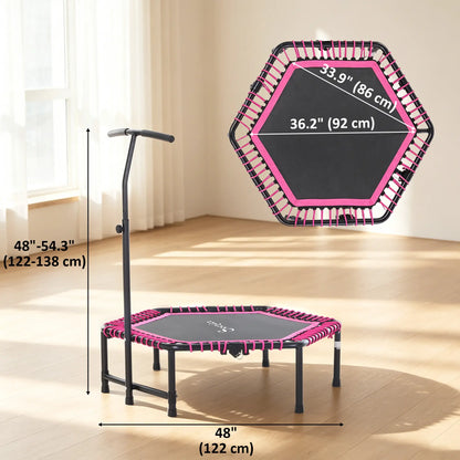 48" Hexagon Rebounder Trampoline, Fitness Bungee Jumper, Adjustable Bar, Pink Trampolines at Gallery Canada