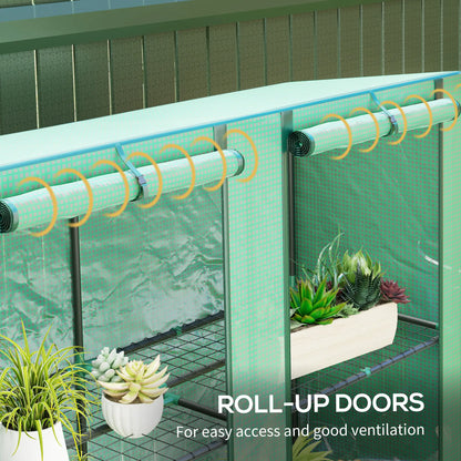 Lean-To Greenhouse, 3 Tier Shelves, 2 Roll-Up Doors, Indoor Outdoor, Green Greenhouses at Gallery Canada