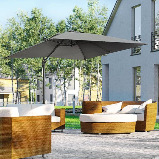 9ft Square Cantilever Patio Umbrella, Crank Handle, Tilt, Dark Grey Cantilever Umbrellas Dark Grey at Gallery Canada