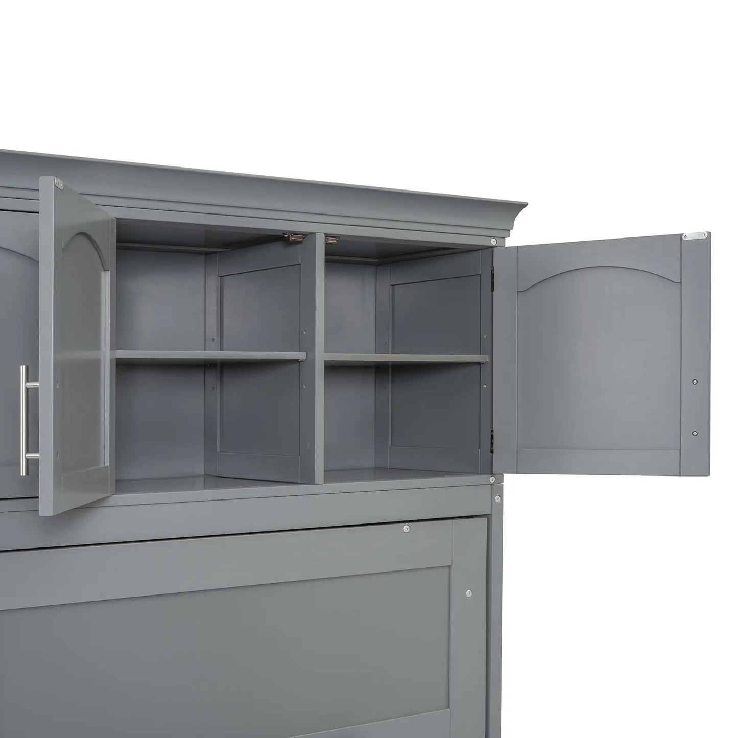 Murphy Bed with Storage, Space-saving Wall Bed, 117.5" L x 16" W x 88" H, Grey Bed Frames at Gallery Canada