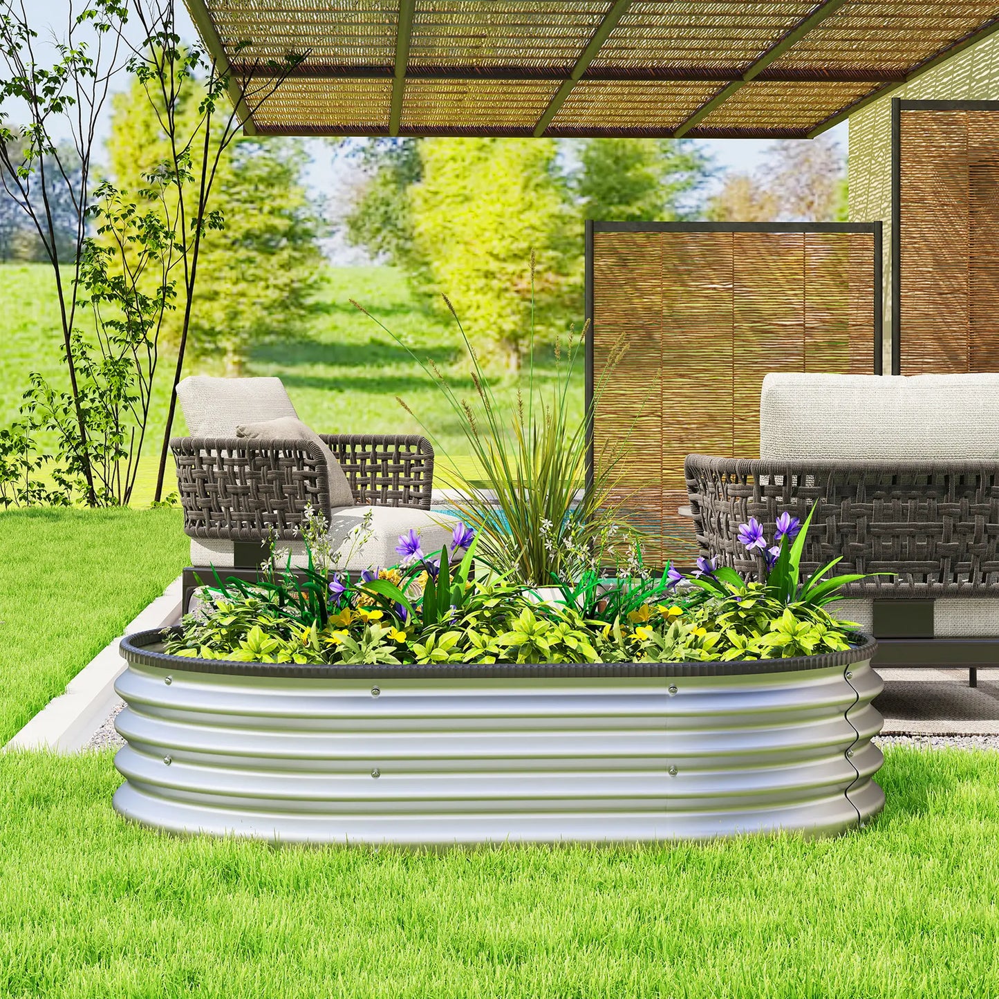Galvanized Raised Garden Bed, 4 x 3 x 1 ft, Silver Galvanized Planter Boxes at Gallery Canada