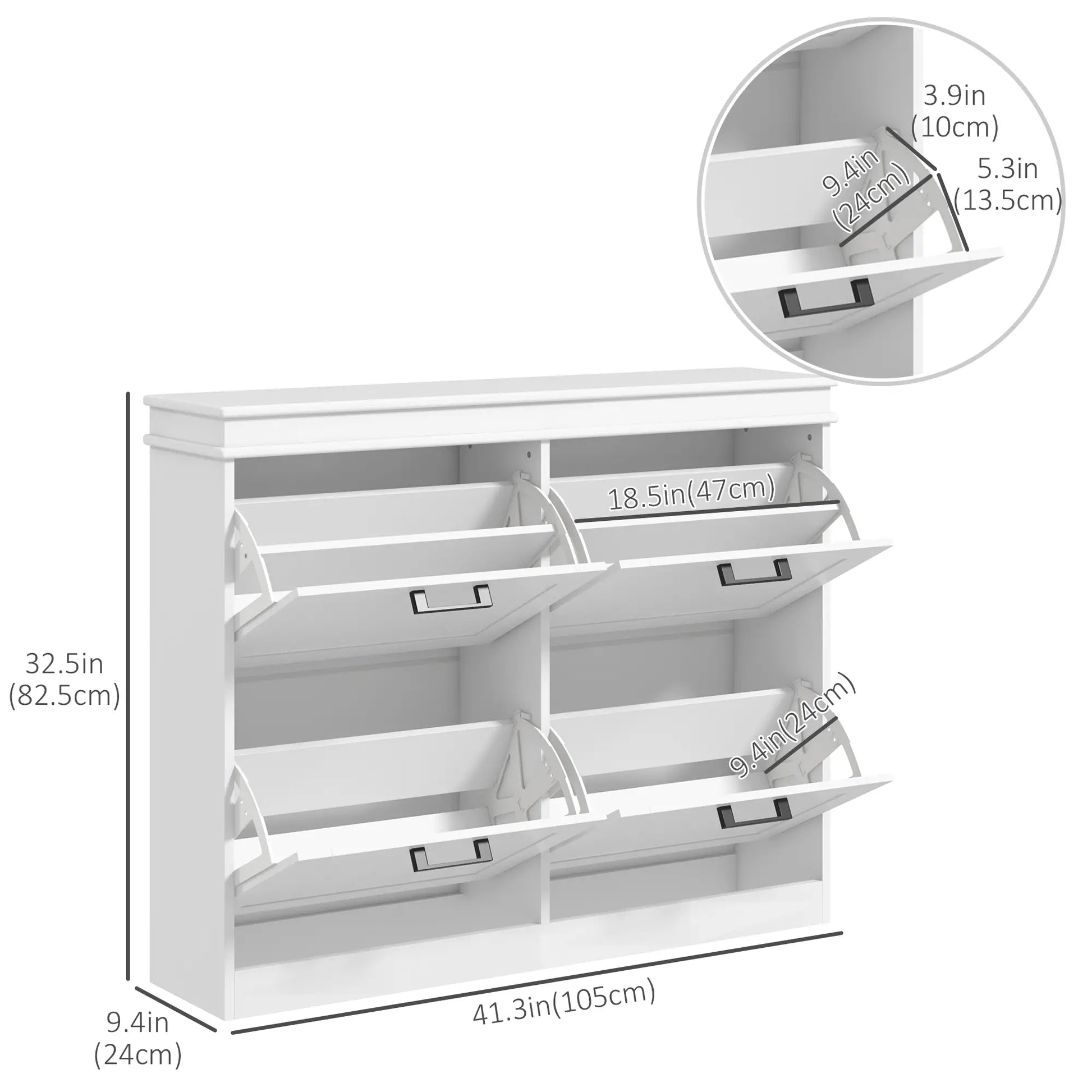 Shoe Storage Cabinet, 4 Flip Drawers, Adjustable Shelves, 20 Pairs, White Shoe Storage Cabinets & Racks at Gallery Canada