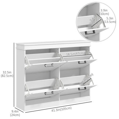Shoe Storage Cabinet, 4 Flip Drawers, Adjustable Shelves, 20 Pairs, White Shoe Storage Cabinets & Racks at Gallery Canada