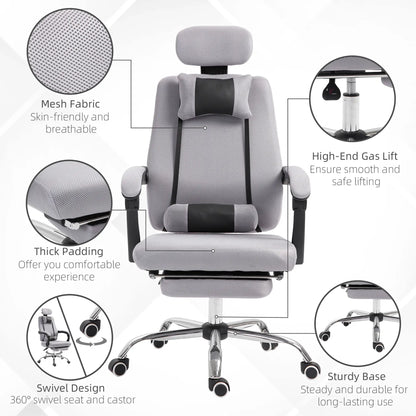 Ergonomic High Back Office Chair, Footrest, Lumbar Support, Grey Executive & Manager Chairs at Gallery Canada