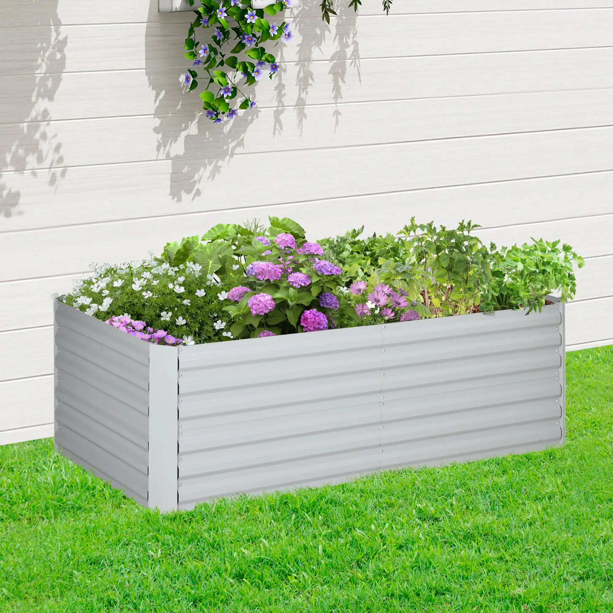 Galvanized Raised Garden Bed, Steel Outdoor Planter, 71
