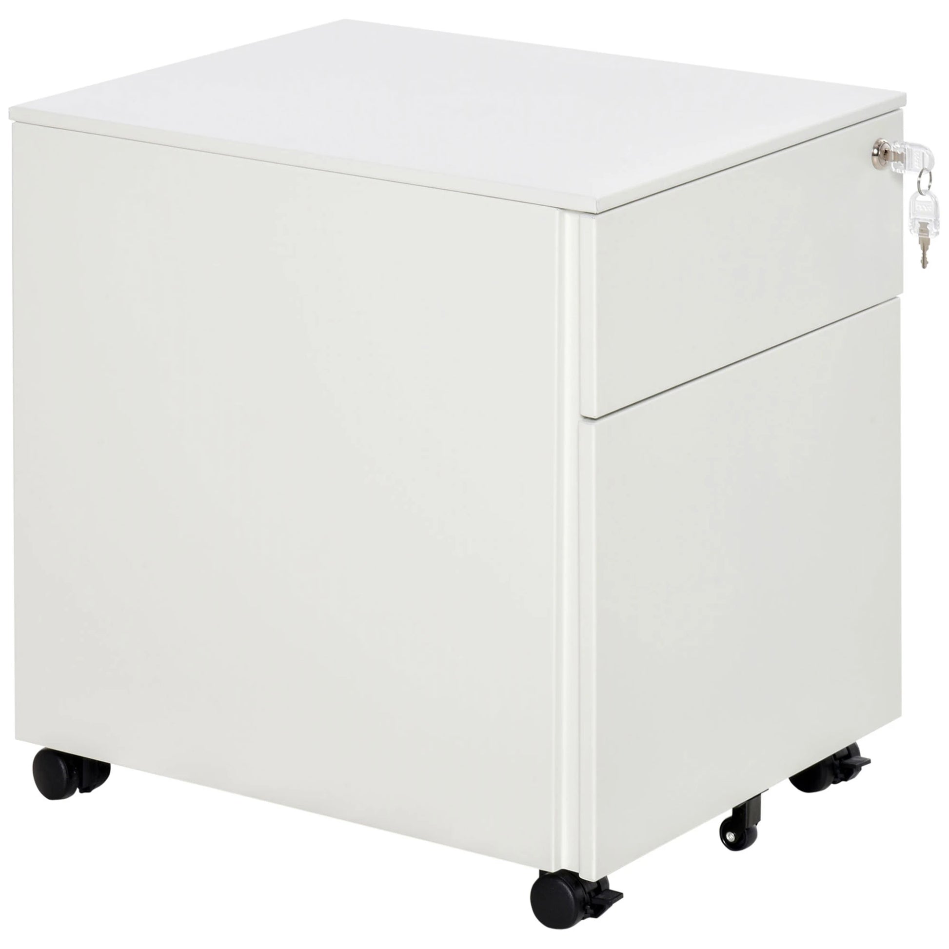 Lockable Steel File Cabinet on Wheels, Legal, A4, Letter Size, with Pencil Tray Office Cabinets & Cupboards White at Gallery Canada