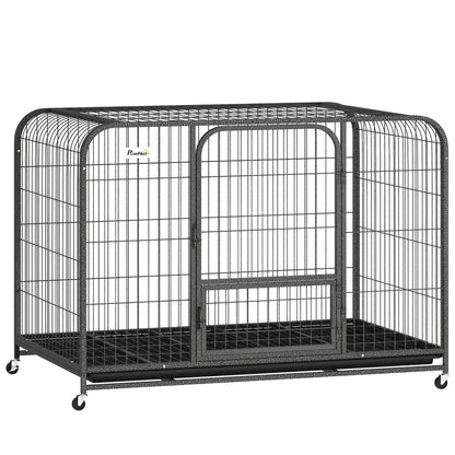 48 Inch Heavy Duty Dog Crate, Large Metal Cage, Lockable Wheels, Removable Tray Dog Cages & Crates at Gallery Canada