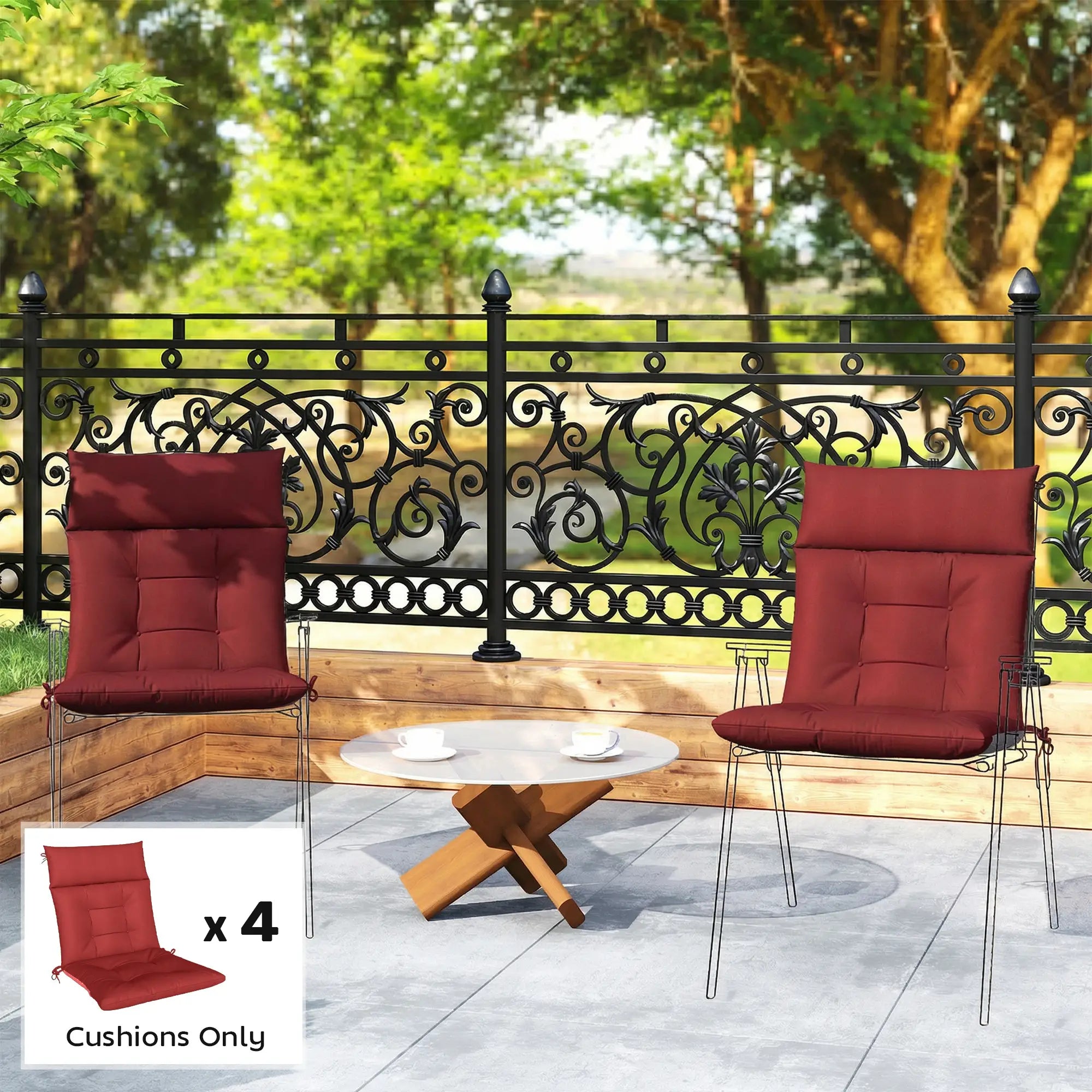 Waterproof Non-Slip Patio Chair Cushions, Set of 4, 44