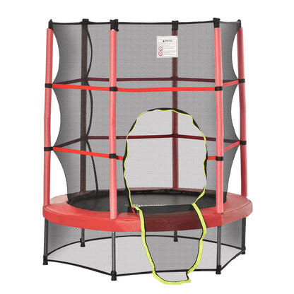 55" Kids Trampoline with Enclosure Net, Indoor/Outdoor, Age 3-6, Red Trampolines Red, Black at Gallery Canada