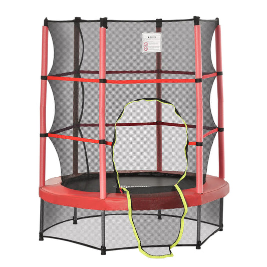 55" Kids Trampoline with Enclosure Net, Indoor/Outdoor, Age 3-6, Red Trampolines Red, Black at Gallery Canada