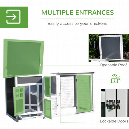 63" Wooden Chicken Coop, Rabbit Hutch, Nesting Box, Run, Grey Chicken Coops at Gallery Canada