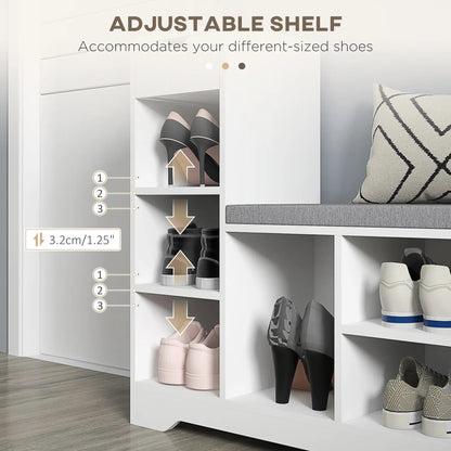 Upholstered Shoe Storage Bench With Seat, Drawer, 6 Shelves, White Shoe Storage Cabinets & Racks at Gallery Canada