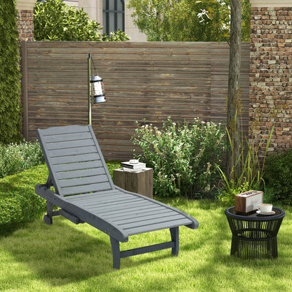 Adjustable Lounge Chair, Outdoor Patio Chaise Recliner with Tray, 2 Wheels Chaise Loungers at Gallery Canada