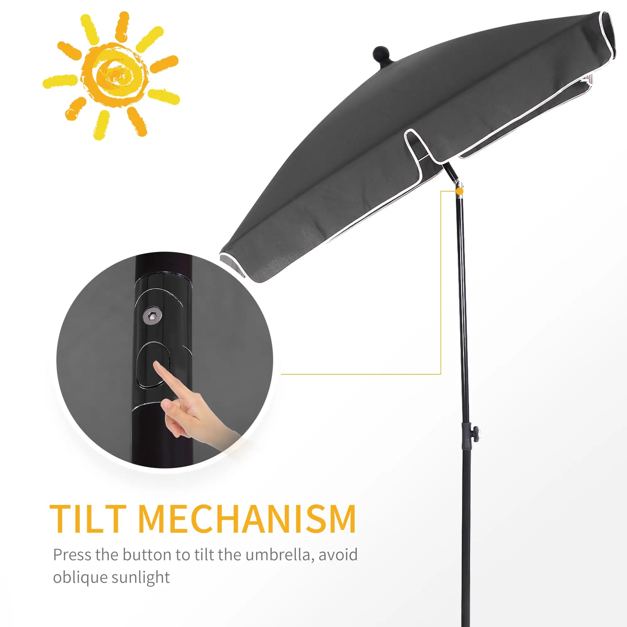 6.5x4ft Rectangle Patio Umbrella, Aluminum Tilt Adjustable, Grey Sun Umbrellas at Gallery Canada