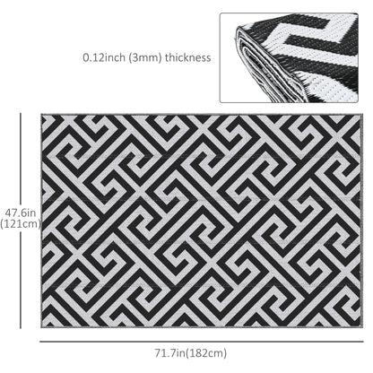 Reversible Outdoor RV Rug, 4' x 6', Patio Mat, Black & White Outdoor Reversible Rugs at Gallery Canada