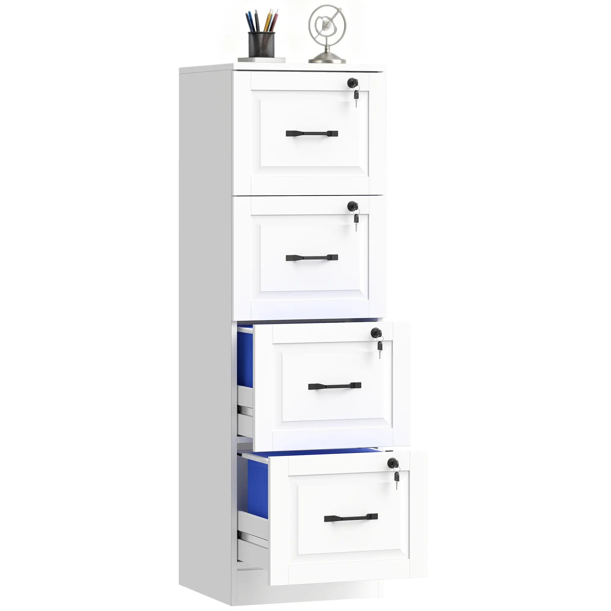 4 Drawer File Cabinet With Lock, Vertical Filing Cabinet, White Office Cabinets & Cupboards at Gallery Canada