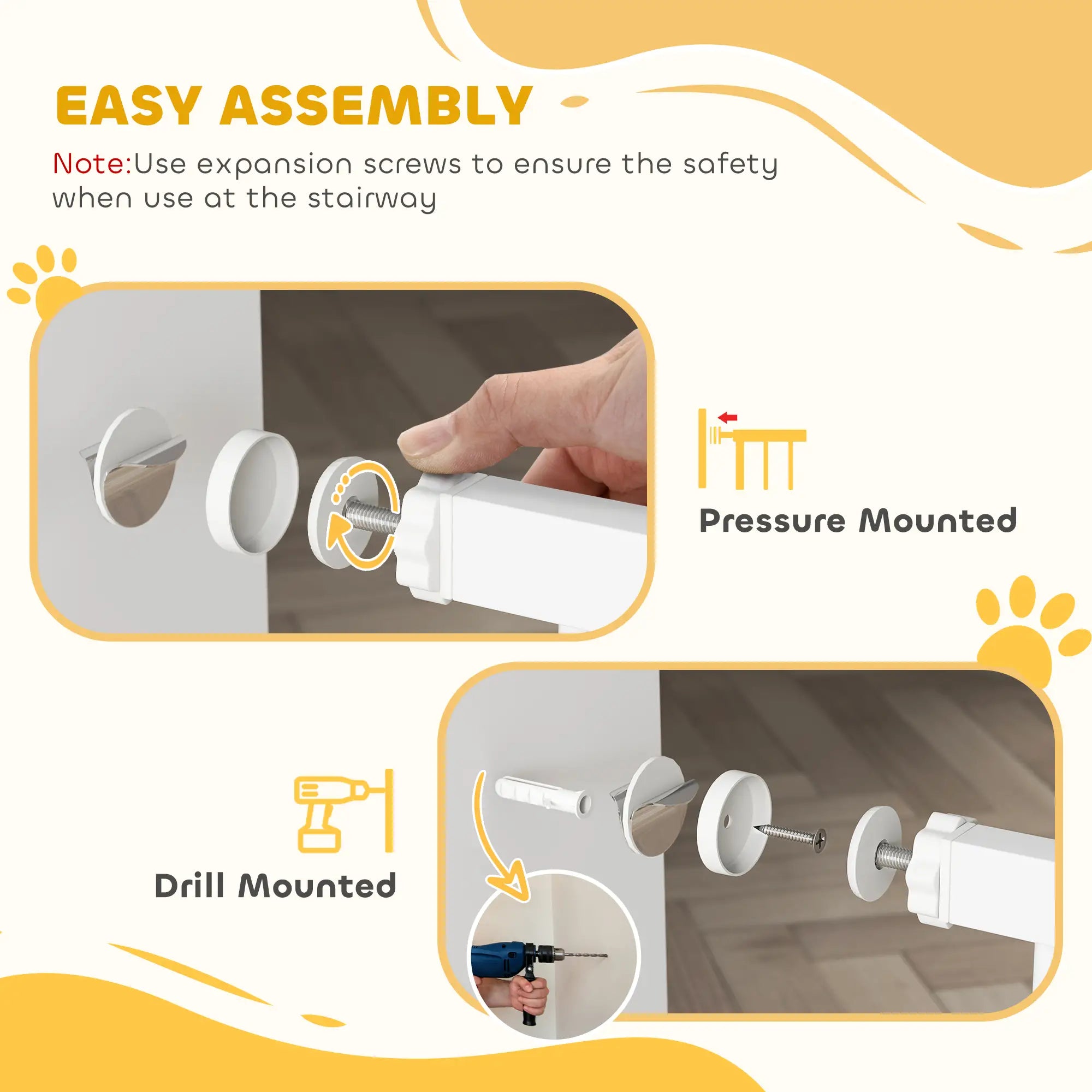 Extra Tall Dog Gate With Door, Pressure Fit, Auto Close, 29