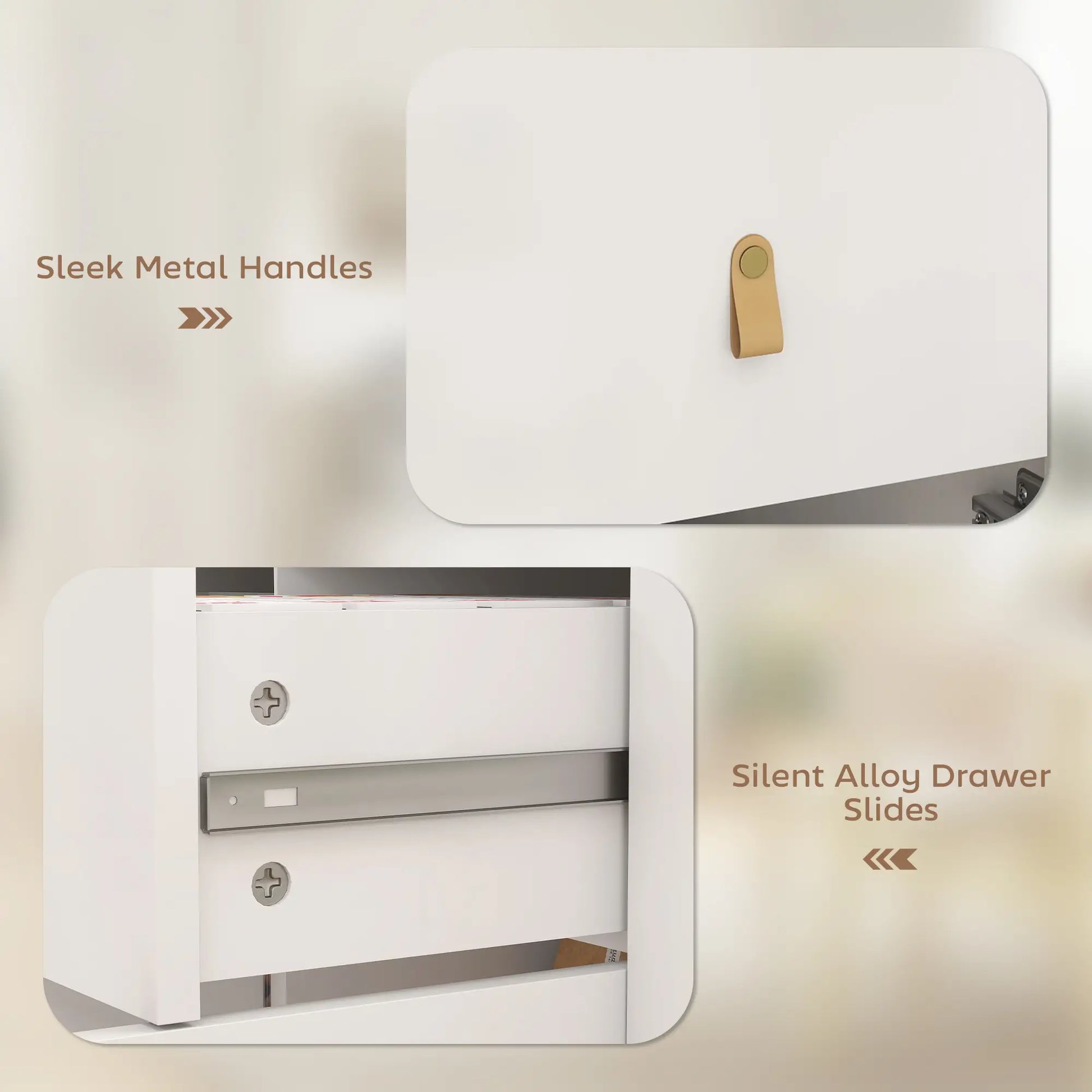 40" Sideboard Buffet Cabinet, 3 Drawers, 2 Adjustable Shelves, White Storage Cabinets at Gallery Canada