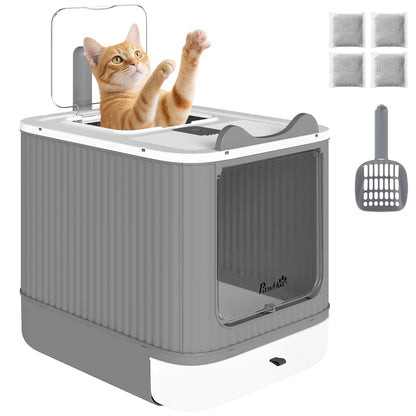 Enclosed Kitty Litter Box With Lid, Front-Entry, Top-Exit, Scoop, Deodorizer Bag, Medium, White Cat Litter Box Enclosures at Gallery Canada
