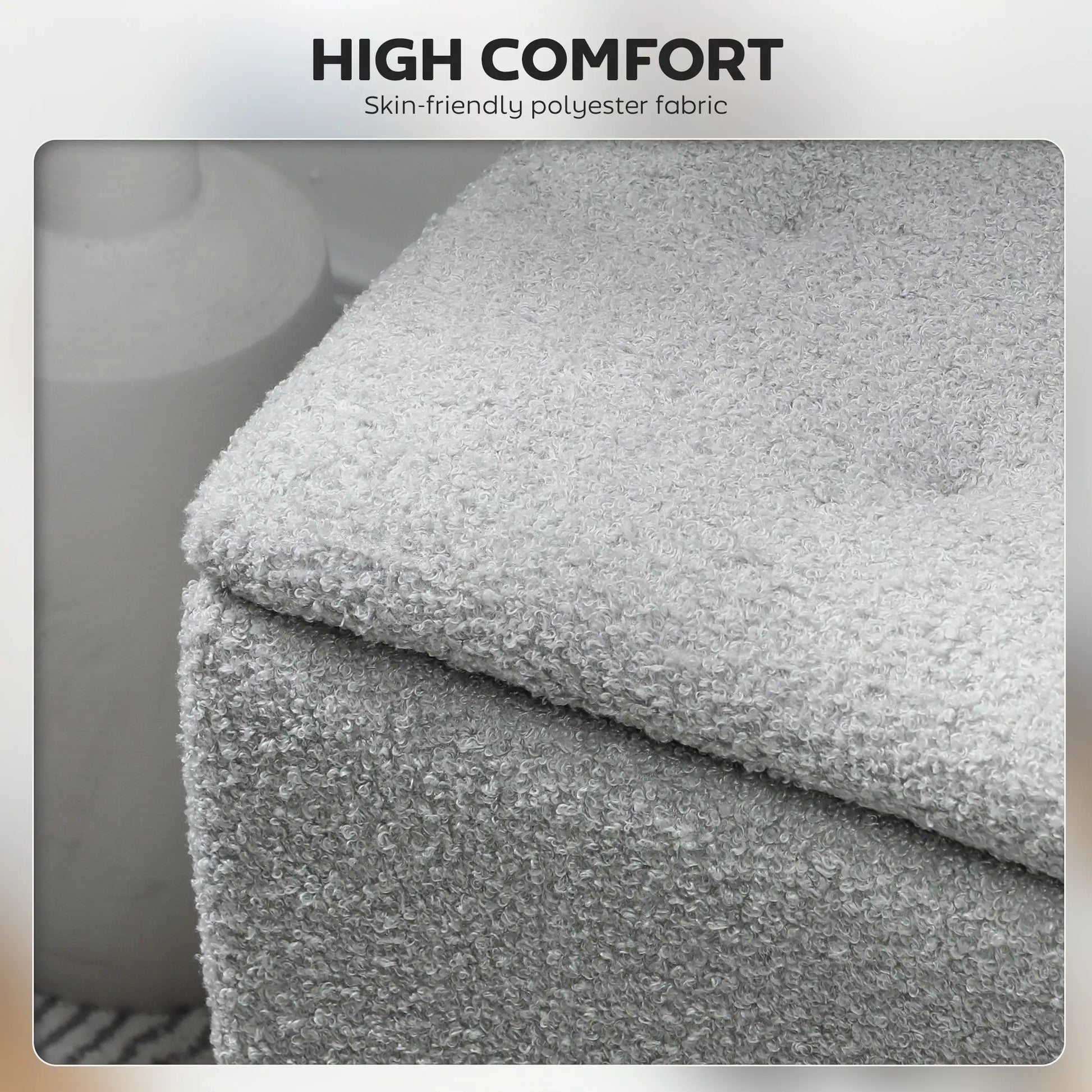 Modern Storage Bench, Ottoman with Lamb's Wool Upholstery, Grey Storage Ottomans & Benches at Gallery Canada