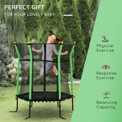 64" Kids Trampoline, Indoor Outdoor, Enclosure Net, Green Trampolines at Gallery Canada