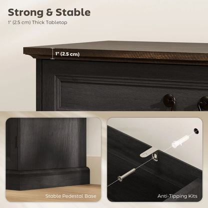 32" Buffet Cabinet, Black Wood Grain, Farmhouse Sideboard, Black Bar Cabinets at Gallery Canada