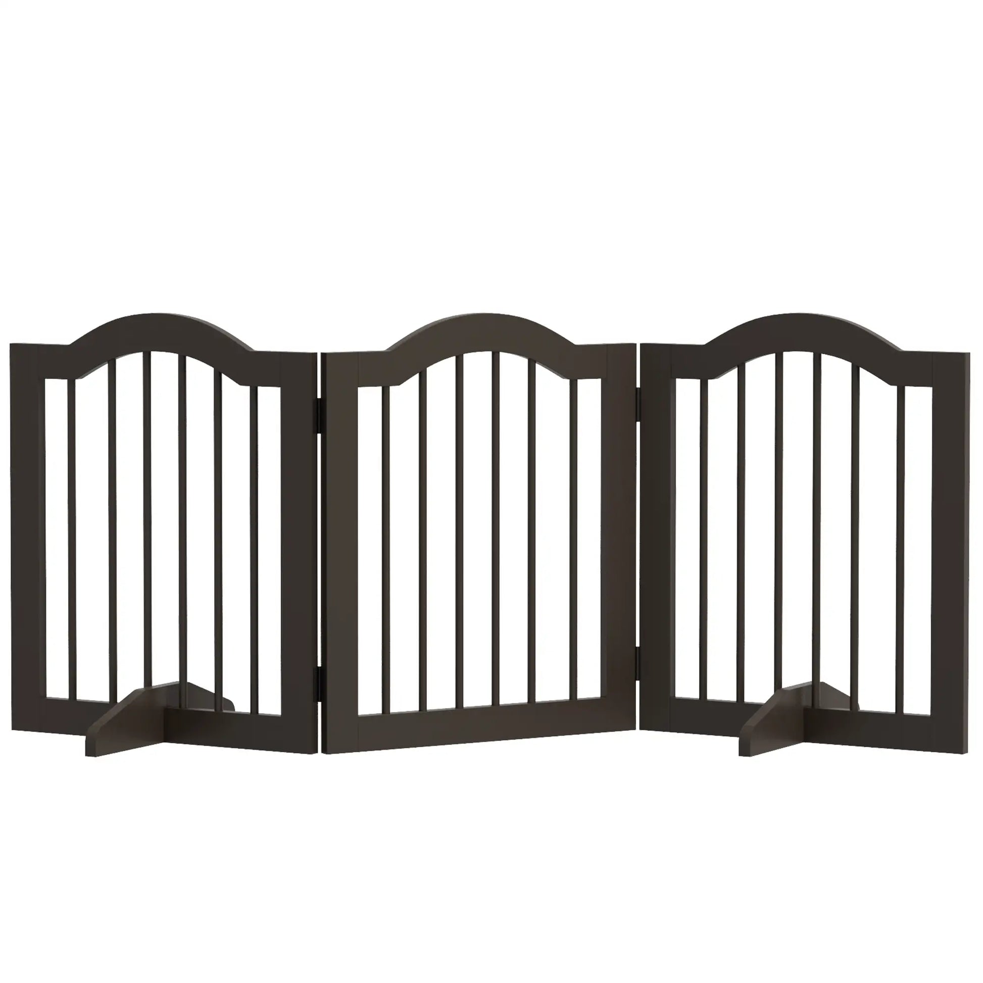 24 Inch Freestanding Pet Gate, 2 Support Feet, Coffee Pet Gates at Gallery Canada