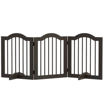 24 Inch Freestanding Pet Gate, 2 Support Feet, Coffee Pet Gates at Gallery Canada