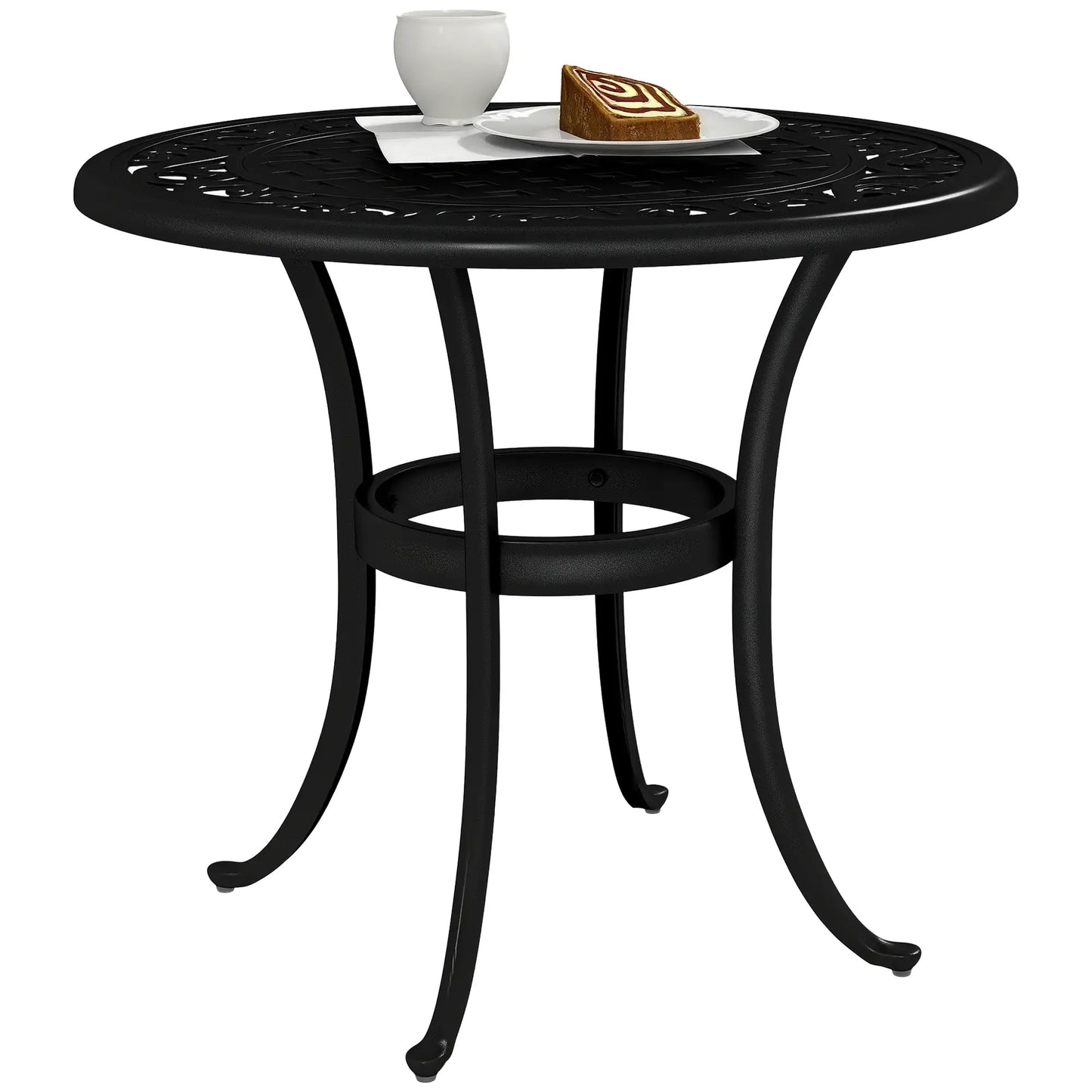 23.6" Round Outdoor Side Table, Cast Aluminum Frame, Black Patio Side Tables at Gallery Canada