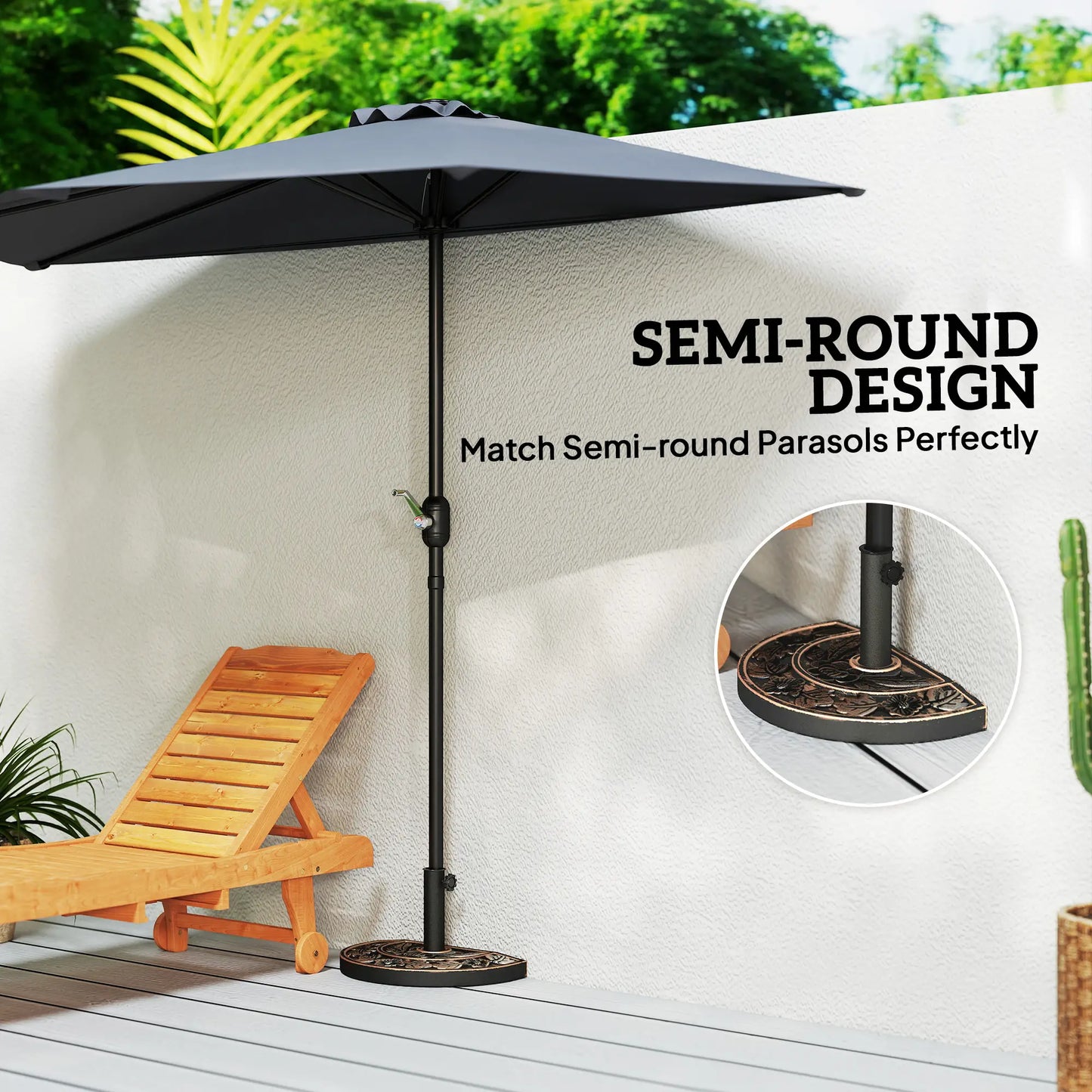 20 lbs Half Round Patio Umbrella Base, 20", Outdoor Resin Stand, Bronze Umbrella Bases at Gallery Canada