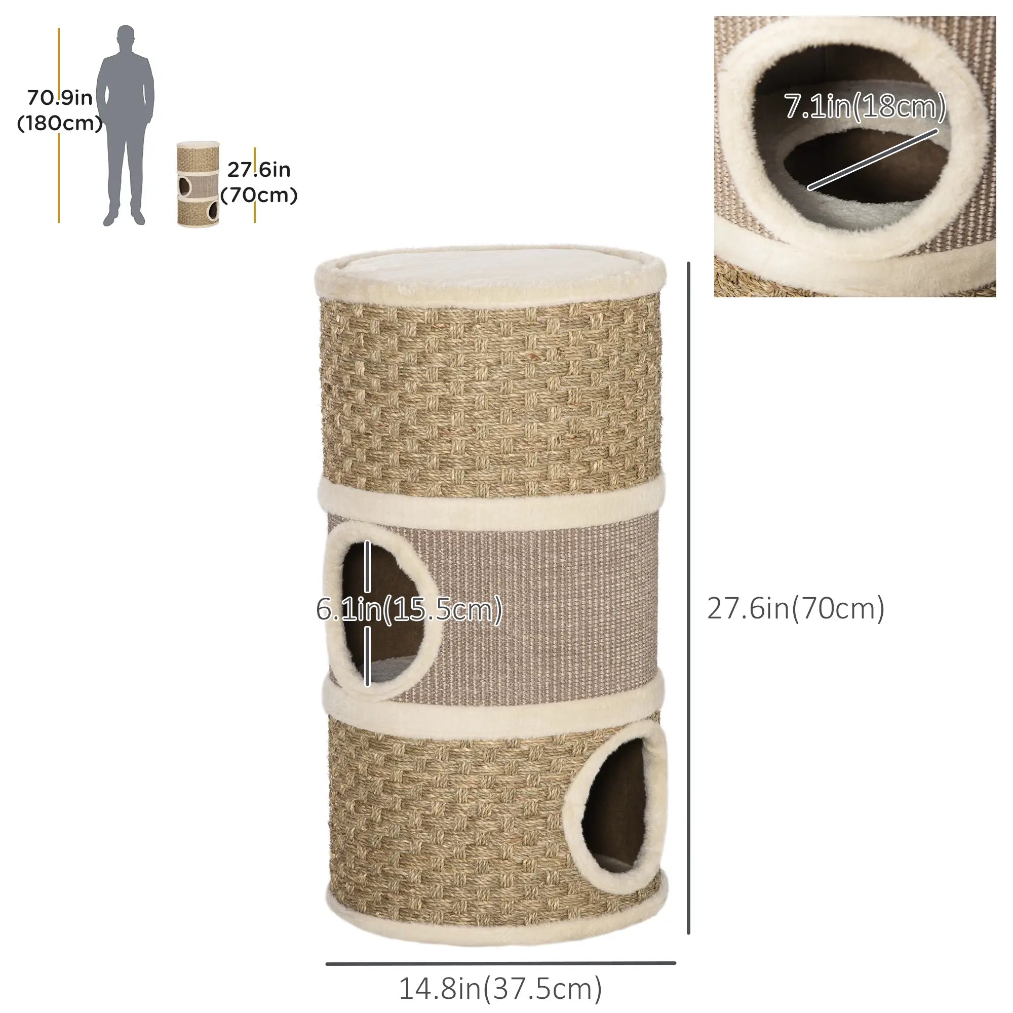 3 Story Cat Condo with Sisal Scratching Surface, 15
