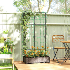 Plastic Planter Box With Trellis, Self-Watering Raised Garden Bed